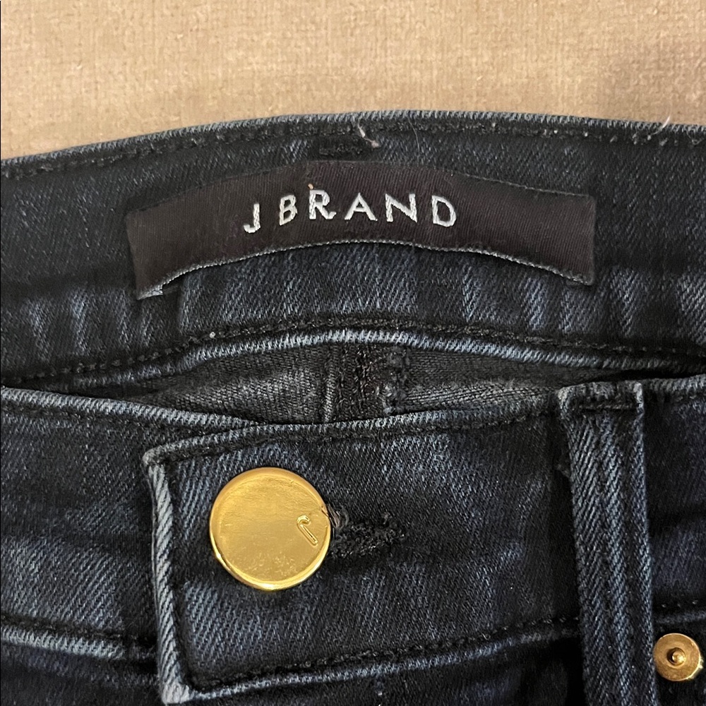 J Brand Indigo Denim Cropped Skinny Distressed Hem Holes in Knees Size 26 - Picture 5 of 11